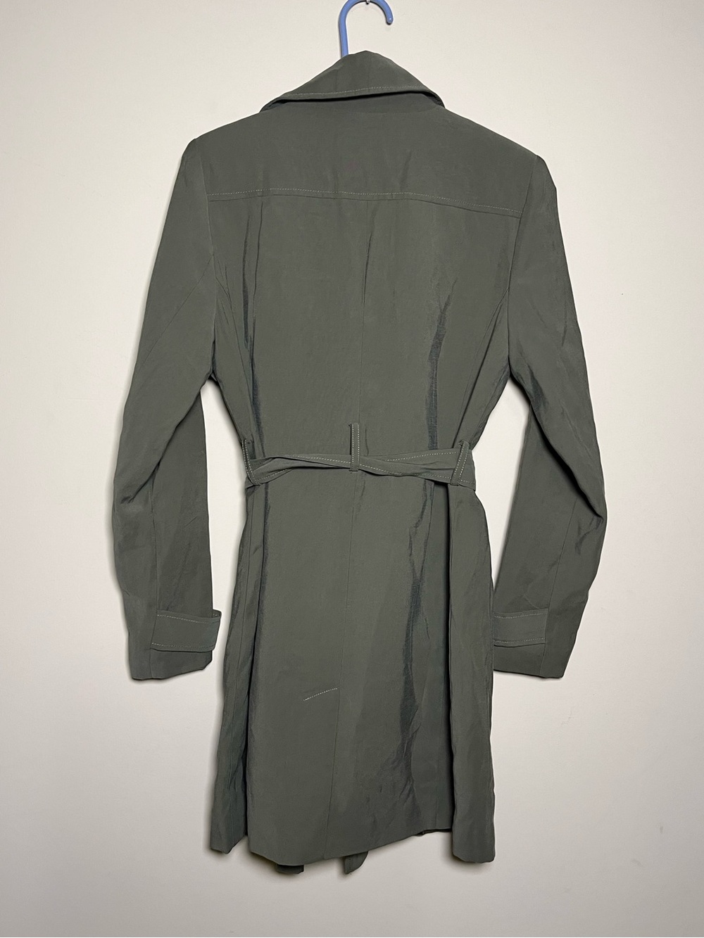 Banana Republic Olive Trench Coat Classic Open Front Tie Waist Women’s Size S - Picture 4 of 9